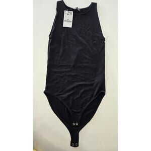 Stradivarius Black Sleeveless Bodysuit Women’s Size S High Neck Stretch Basics N